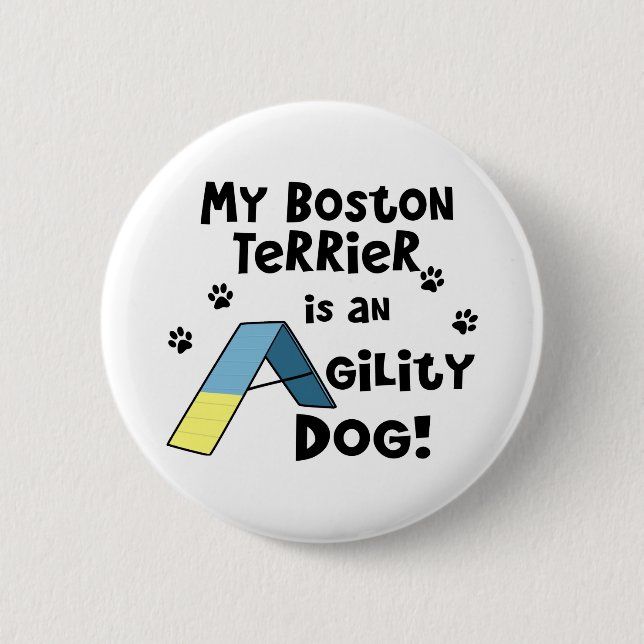 Boston Terrier Agility Dog Button (Front)