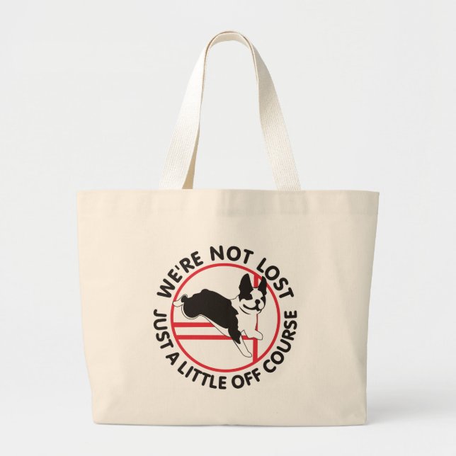 Boston Terrier Agility Off Course Large Tote Bag (Front)