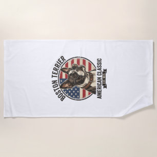 Boston Terrier American Classic Dog Flag Sunglasse Beach Towel