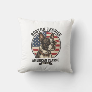 Boston Terrier American Classic Dog Flag Sunglasse Cushion