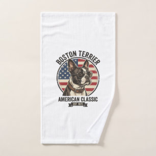 Boston Terrier American Classic Dog Flag Sunglasse Hand Towel