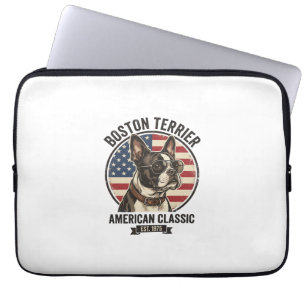 Boston Terrier American Classic Dog Flag Sunglasse Laptop Sleeve