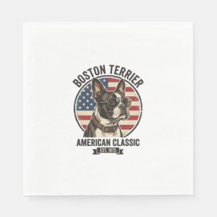 Boston Terrier American Classic Dog Flag Sunglasse Napkin