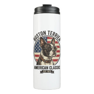 Boston Terrier American Classic Dog Flag Sunglasse Thermal Tumbler
