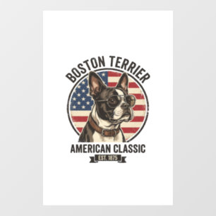 Boston Terrier American Classic Dog Flag Sunglasse Window Cling