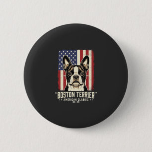 Boston Terrier American Classic Flag 6 Cm Round Badge