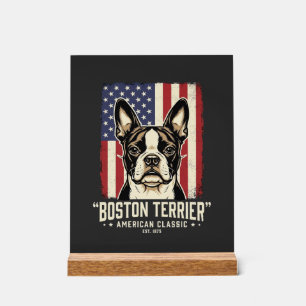 Boston Terrier American Classic Flag Acrylic Sign