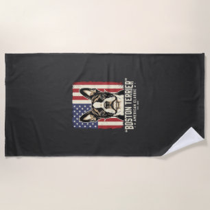 Boston Terrier American Classic Flag Beach Towel