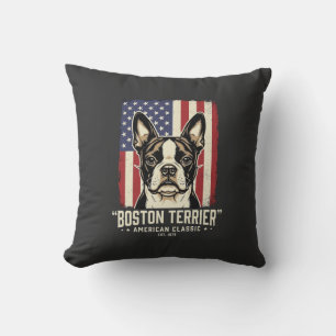 Boston Terrier American Classic Flag Cushion