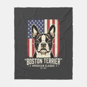 Boston Terrier American Classic Flag Fleece Blanket
