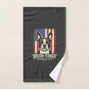 Boston Terrier American Classic Flag Hand Towel