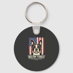 Boston Terrier American Classic Flag Key Ring
