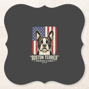 Boston Terrier American Classic Flag Paper Coaster