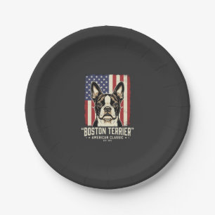 Boston Terrier American Classic Flag Paper Plate