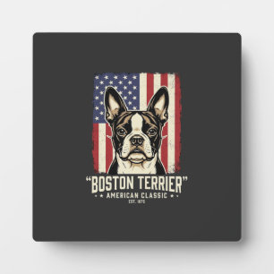 Boston Terrier American Classic Flag Plaque