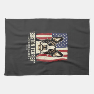 Boston Terrier American Classic Flag Tea Towel
