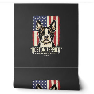 Boston Terrier American Classic Flag Wallpaper