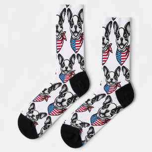 Boston Terrier American Flag Bandanna Dog Patrioti Socks