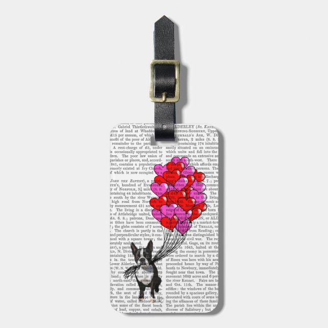 Boston Terrier And Balloons Luggage Tag (Front Vertical)