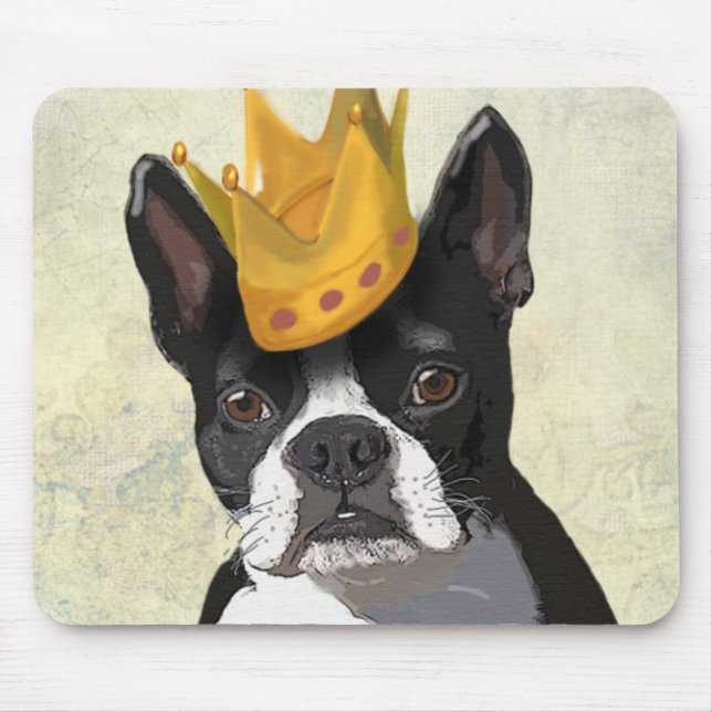 Boston Terrier and Crown Mouse Mat (Front)