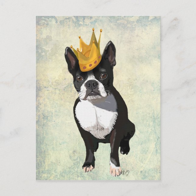 Boston Terrier and Crown Postcard (Front)