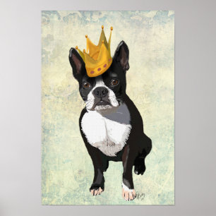 Boston Terrier and Crown Poster