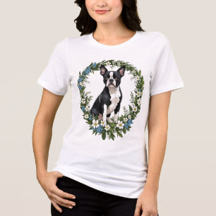 Boston Terrier And Massachusetts Mayflowers 1 Tri-Blend Shirt