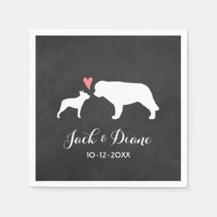 Boston Terrier and Saint Bernard Wedding Napkin