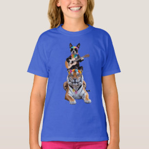 Boston Terrier and Tiger Kids' T-Shirt