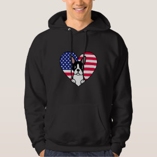 Boston Terrier And Us Heart Hoodie