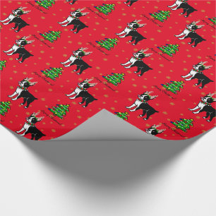 Boston Terrier Antler Christmas Wrapping Paper
