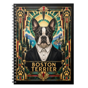 Boston Terrier, Art Deco Dog Notebook