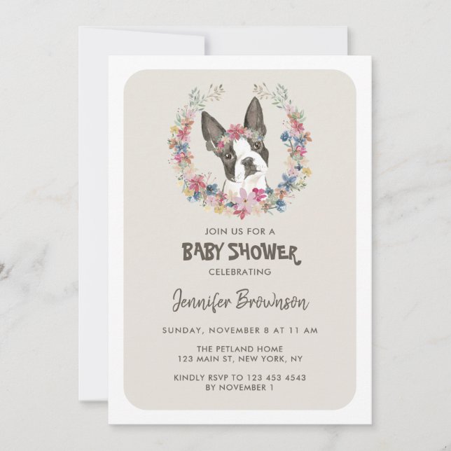 Boston Terrier Baby Shower Invitation (Front)