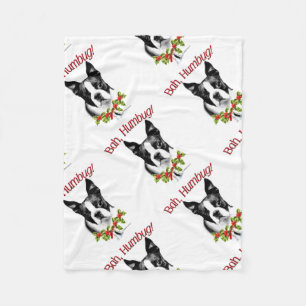 Boston Terrier Bah Humbug Fleece Blanket