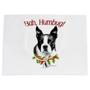 Boston Terrier Bah Humbug Large Gift Bag