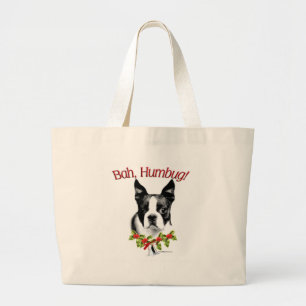 Boston Terrier Bah Humbug Large Tote Bag