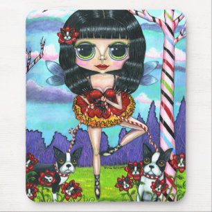 Boston Terrier Ballet Ballerina Fairy Big Eyes Mouse Mat