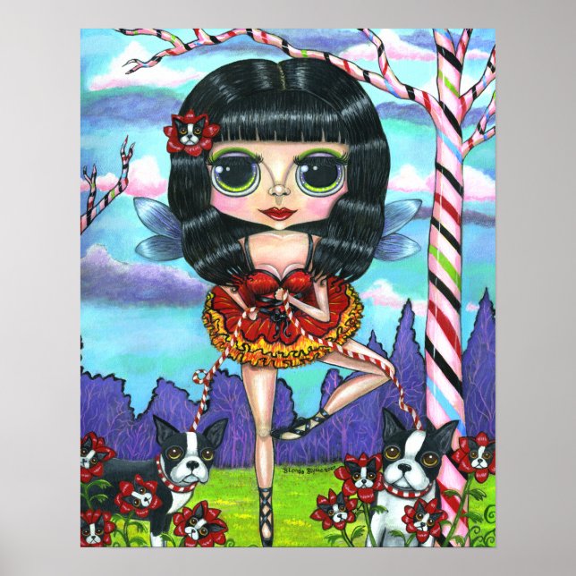 Boston Terrier Ballet Ballerina Fairy Big Eyes Poster (Front)