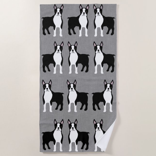 Boston Terrier Beach Towel (Front)