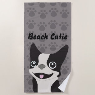 Boston Terrier Beach Towel