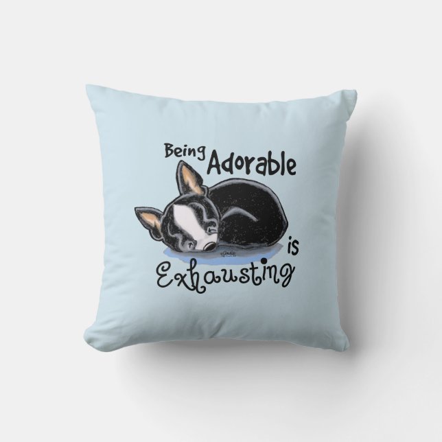 Boston Terrier Being Adorable Cushion (Front)
