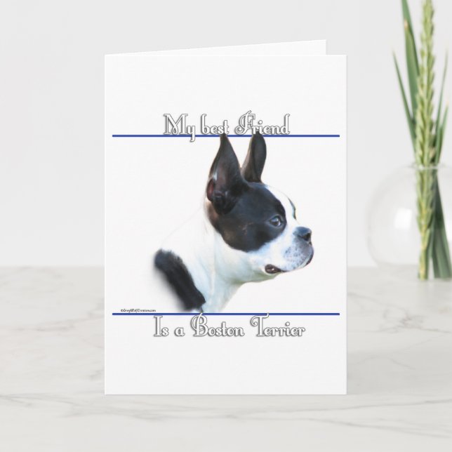 Boston Terrier Best Friend 2 Holiday Card (Front)