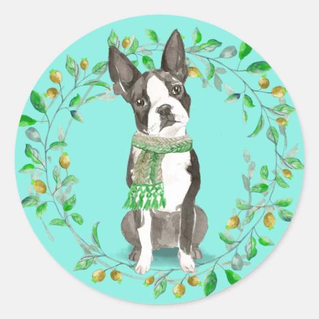 Boston Terrier Bestie Classic Round Sticker (Front)