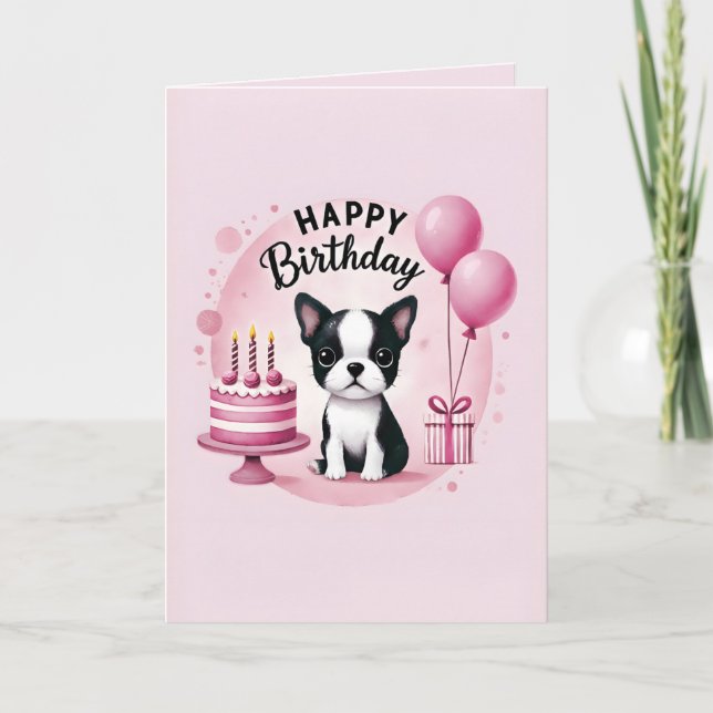 Boston Terrier Birthday Card (Front)