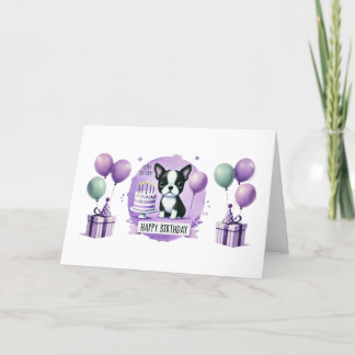 Boston Terrier Birthday Card - watercolor print