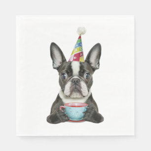 Boston Terrier Birthday Hat Classic T-Shirt Napkin