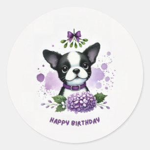Boston terrier birthday sticker
