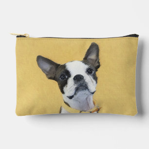 Boston Terrier Black and White Painting Dog Art Accessory Pouch