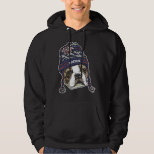 Boston Terrier Blue Sports Beanie Hoodie