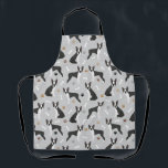Boston Terrier Bones and Paws Apron<br><div class="desc">Cute Boston Terrier dogs with black and white coats sit and stand scattered dog bones and paw prints pattern.</div>